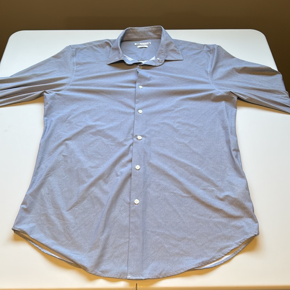 Zara Blue And White Stripe Dress Shirt Classic Professional Style - Picture 4 of 10